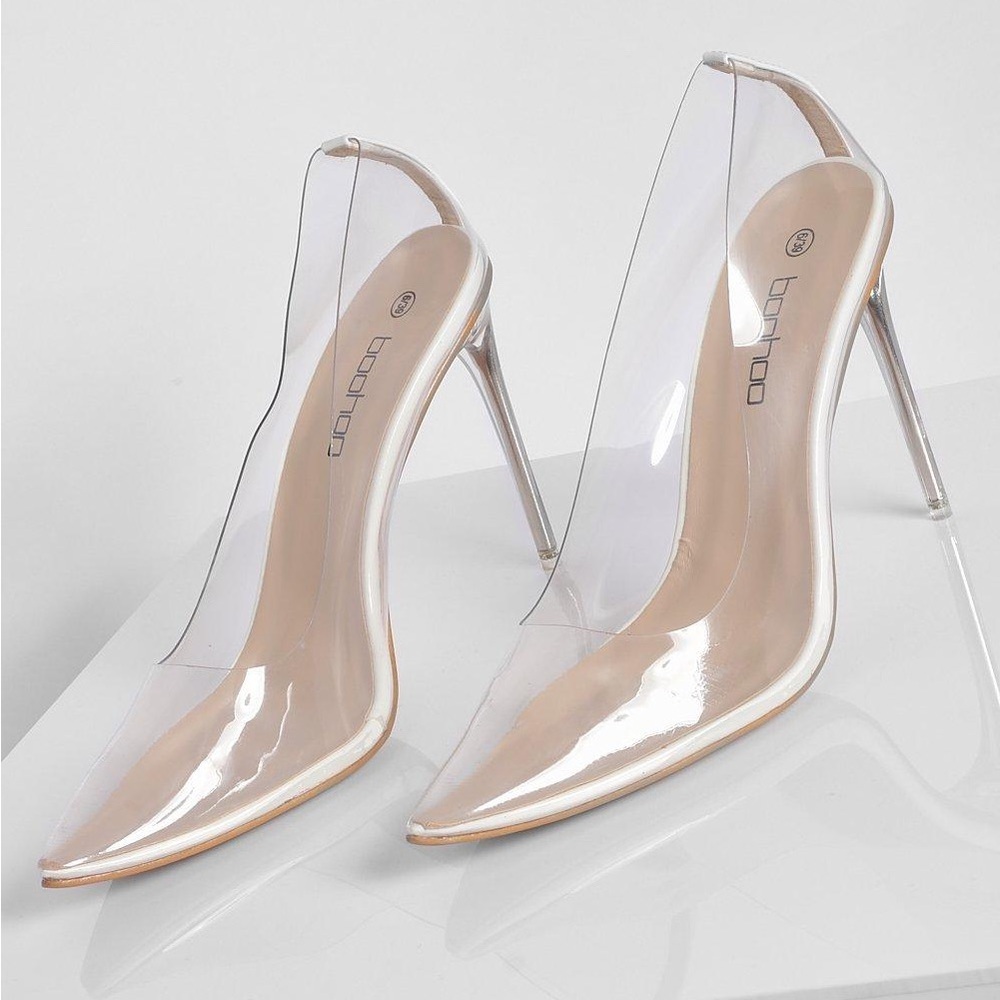 Boohoo Clear and Nude Heels